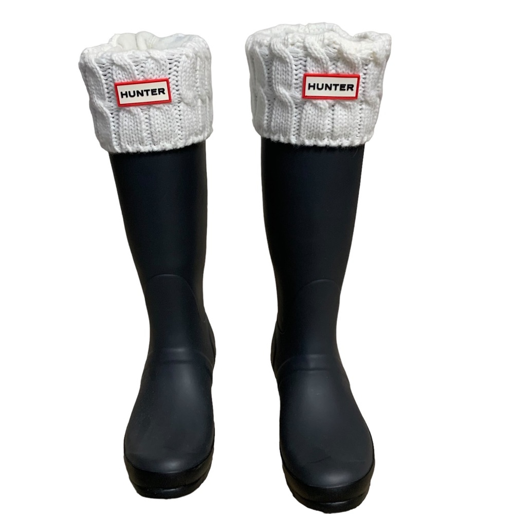 Hunter Gray Welly Rain Boots w/ Socks size 7